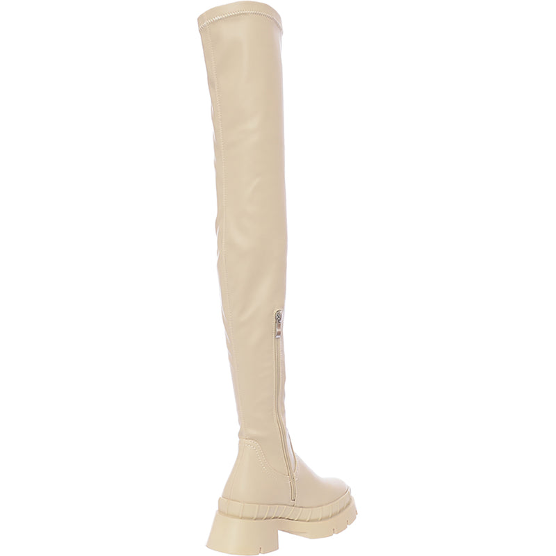 Raid Women's Rooshi Over The Knee Stretch Boots in Cream