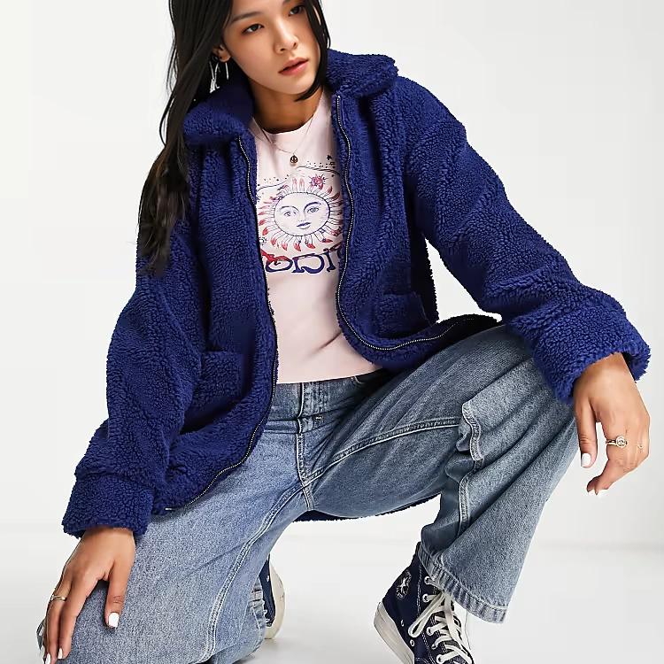Womens Wednesday's Girl Teddy Coat In Navy