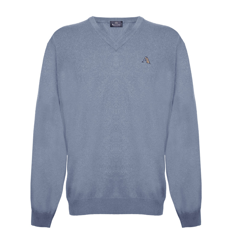 Aquascutum Men's Long Sleeved Knitwear Jumper with Logo in Grey