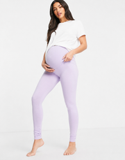 Love & Other Things Maternity Womens Gym Leggings in Mauve & White