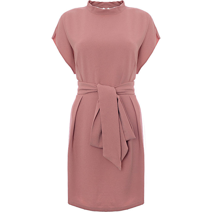 Closet London Women's Rose Pink Belted Tie Waist Mini Dress