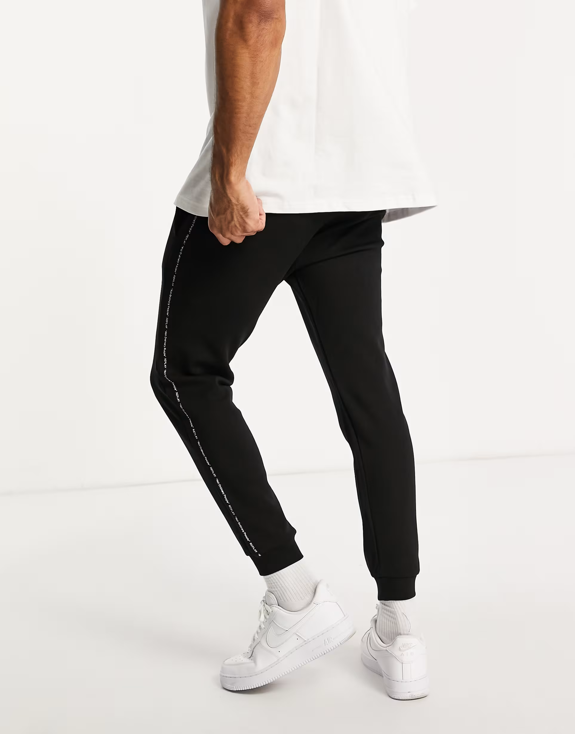 Mens Replay Side Tape Joggers