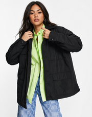 Womens Collusion Nylon Cargo Jacket In Black