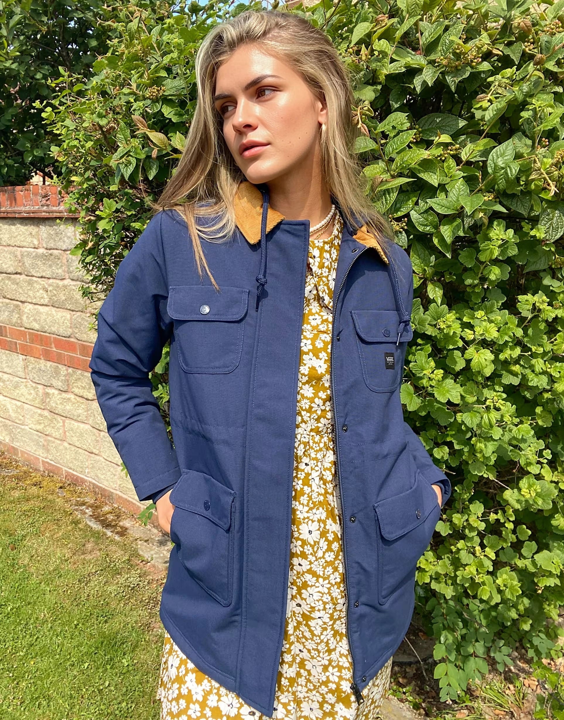 Womens Vans Drill Long Ii Chore Coat in Dress Blue