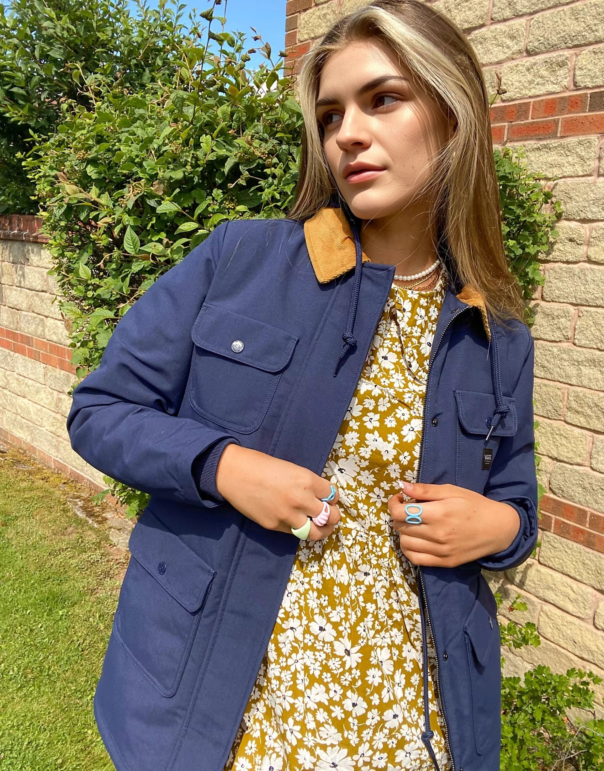 Womens Vans Drill Long Ii Chore Coat in Dress Blue