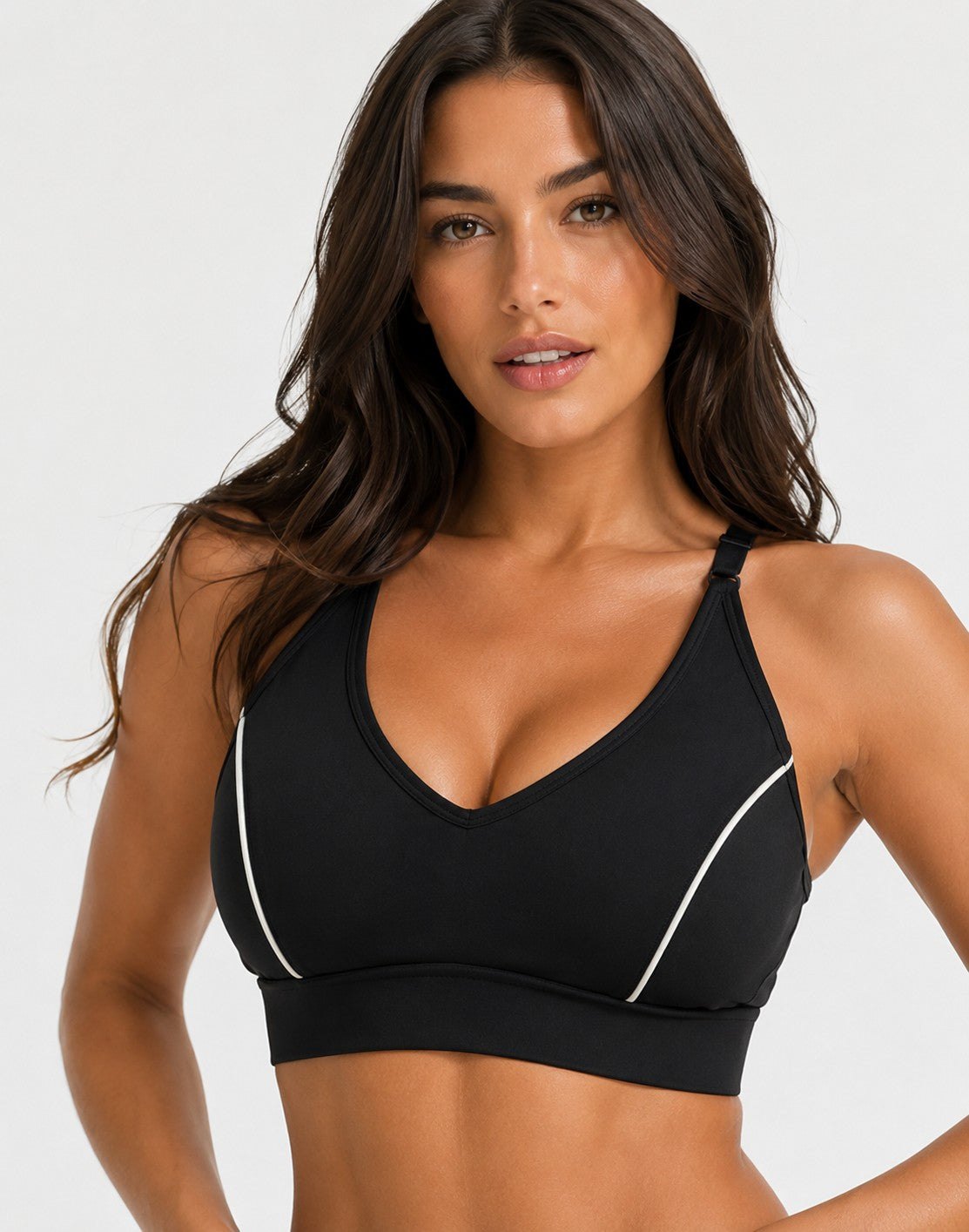 Ivory Rose Lingerie Womens Fuller Bust Caged Back Sports Bra In Black