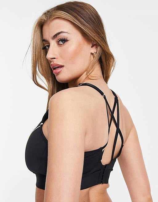 Ivory Rose Lingerie Womens Fuller Bust Caged Back Sports Bra In Black