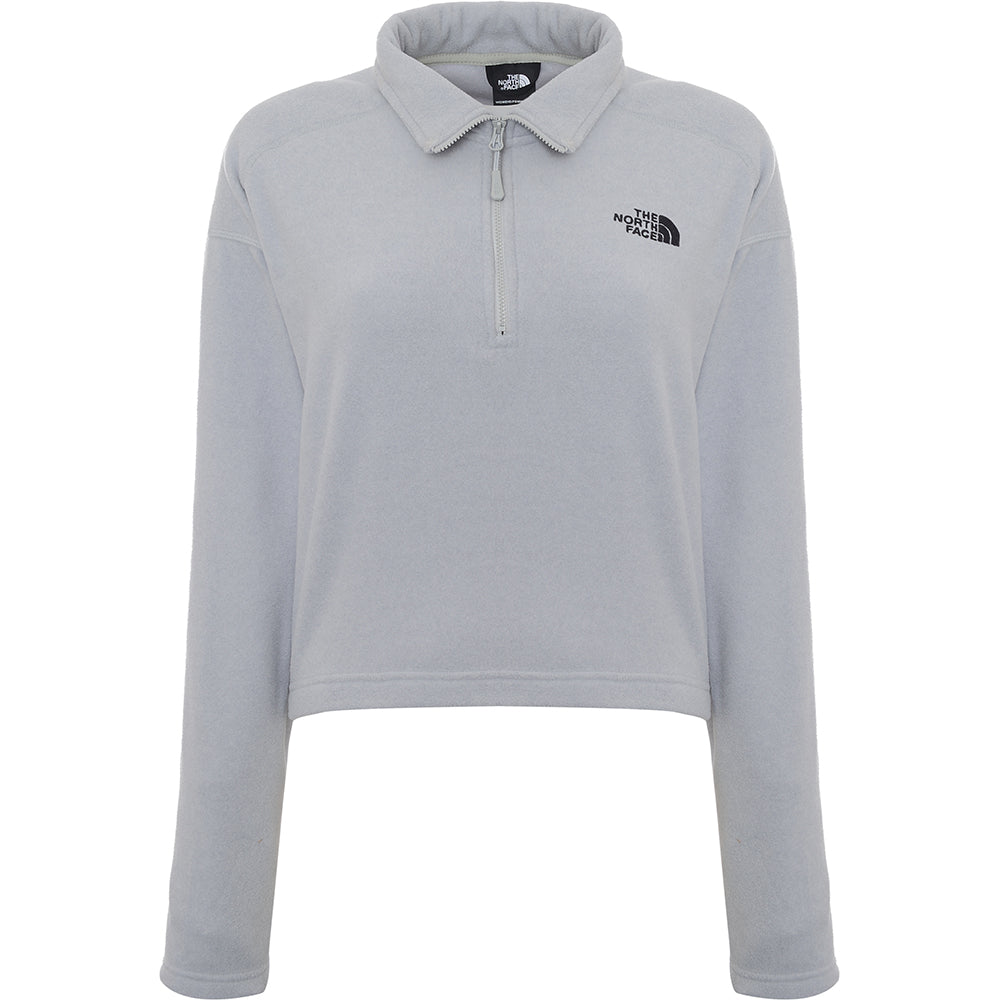 The North Face Women&#39;s Grey 100 Glacier 1/4 Zip Cropped Fleece
