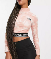 The North Face Womens Perf Cropped Long Sleeve T-Shirt In Pink