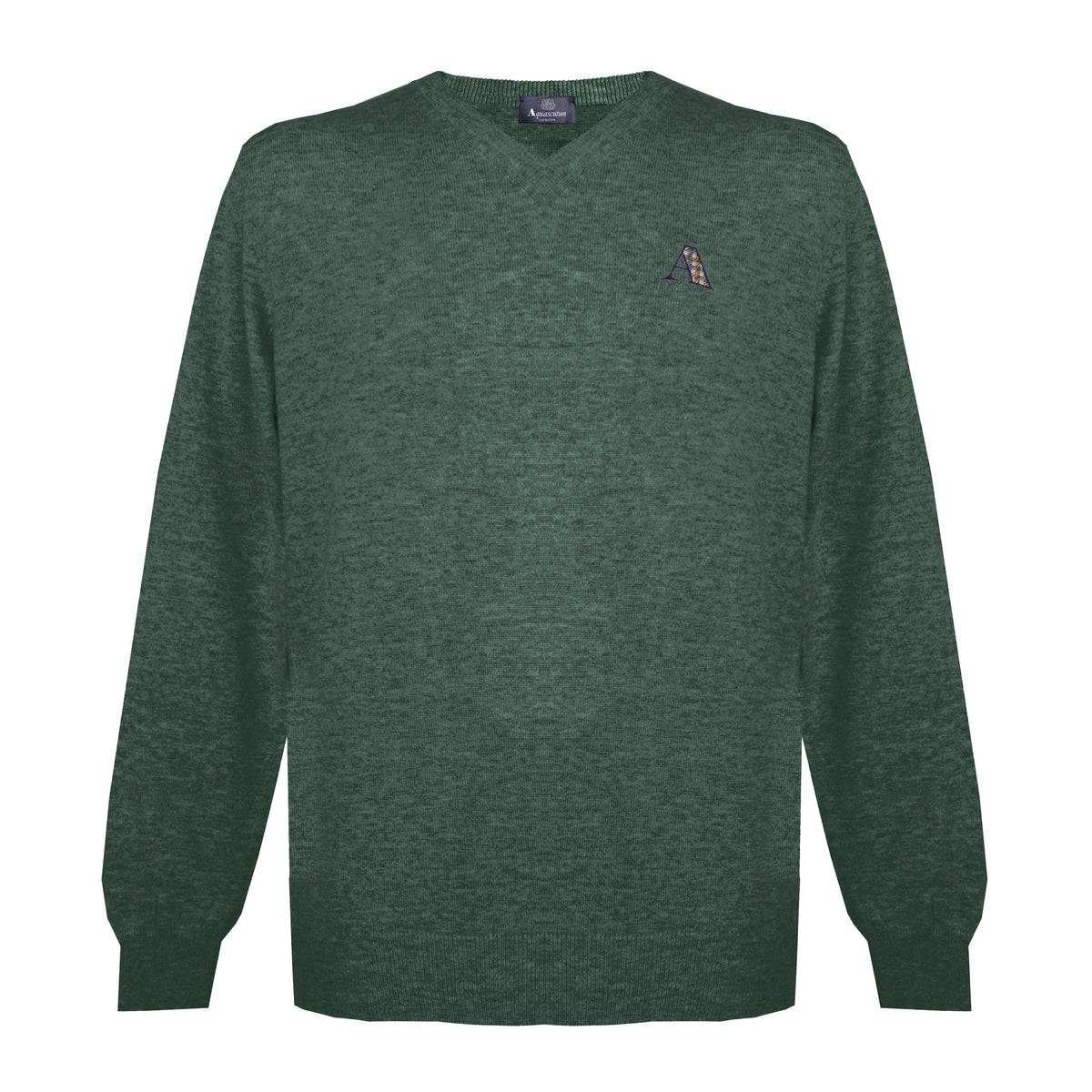 Aquascutum Men's Long Sleeved Knitwear Jumper with Logo in Green