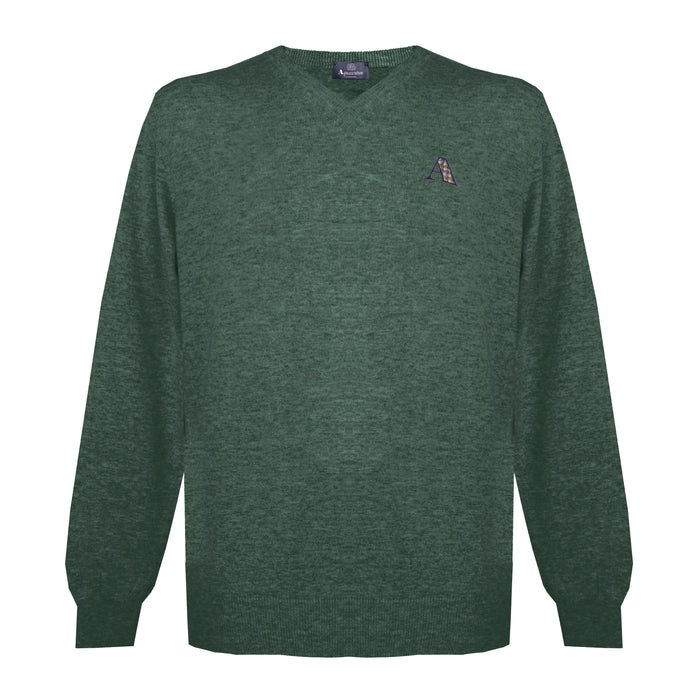 Aquascutum Men's Long Sleeved Knitwear Jumper with Logo in Green