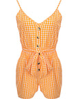 Influence Tall Playsuit In Orange Gingha