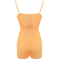 Influence Tall Playsuit In Orange Gingha