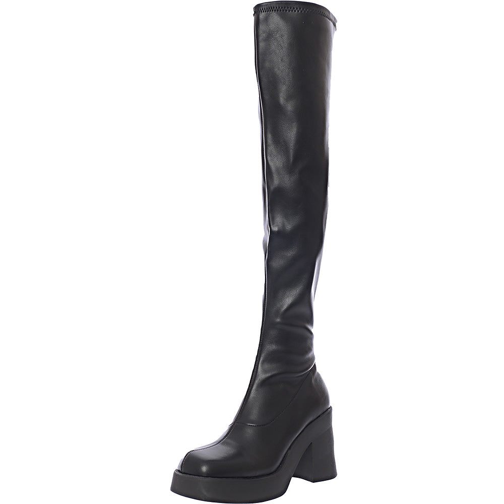 Steve Madden Womens Upsurge 90S Over The Knee Heeled Boots In Black