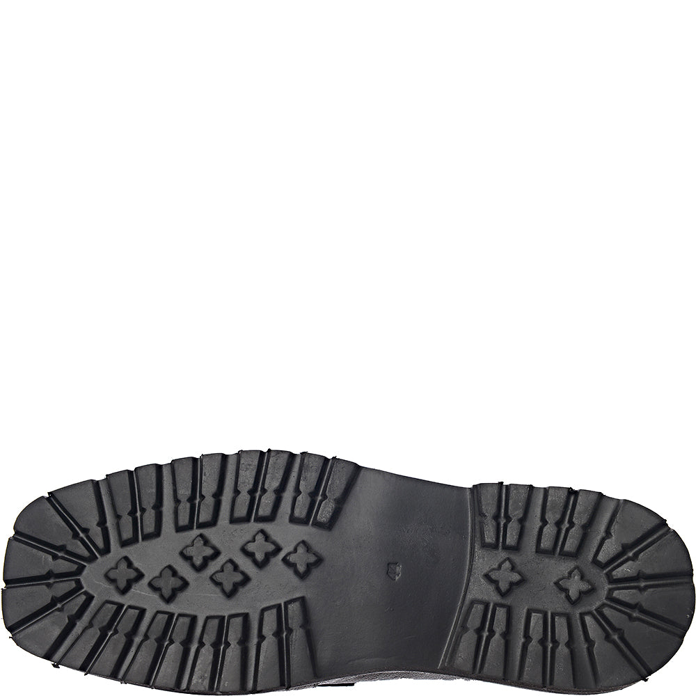 ASRA Mens Square Toe Chunky Loafers in Black Leather