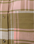 Hollister Longline Shacket in Pink and Green Check