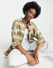 Womens Hollister Longline Shacket In Pink Check
