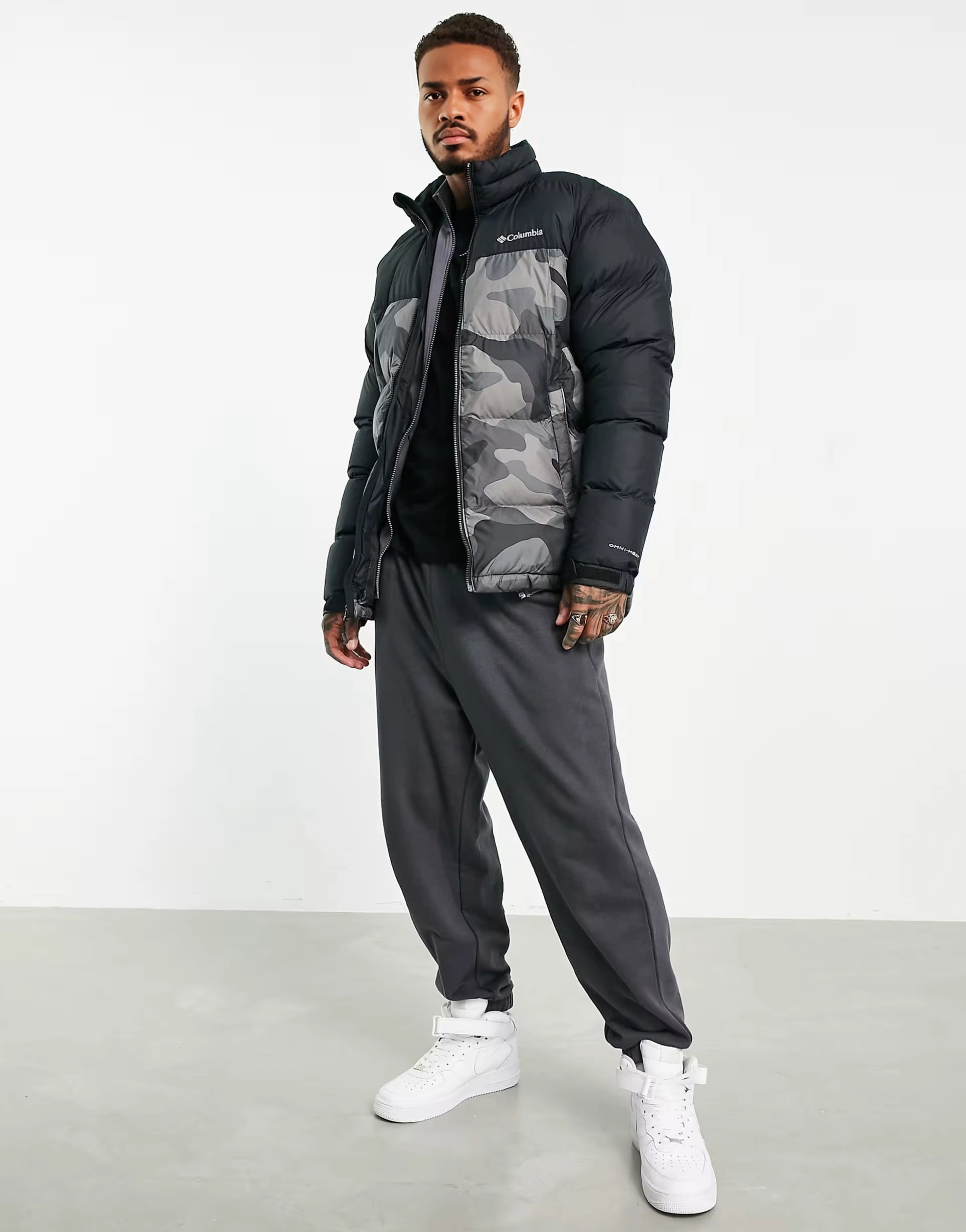 Mens Columbia Pike Lake Puffer Jacket in Black Camo