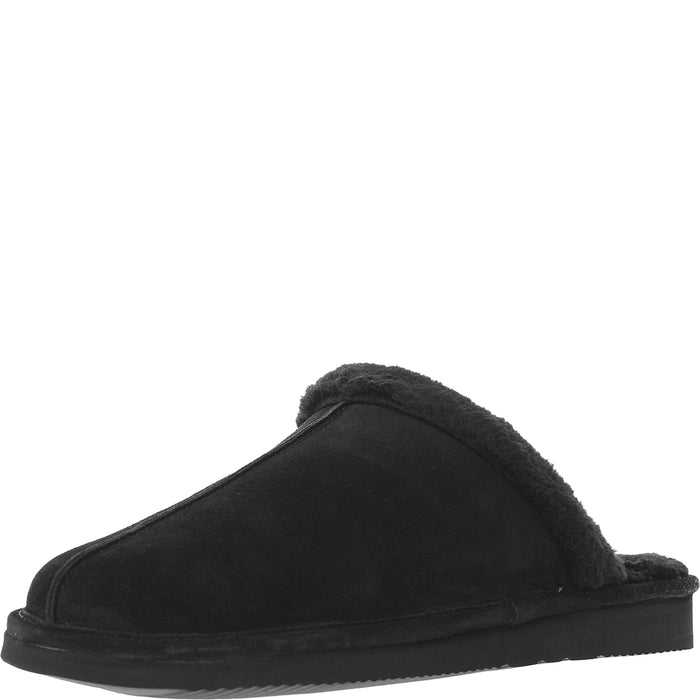 Walk London Mens Leyton Sheepskin Slippers In Black