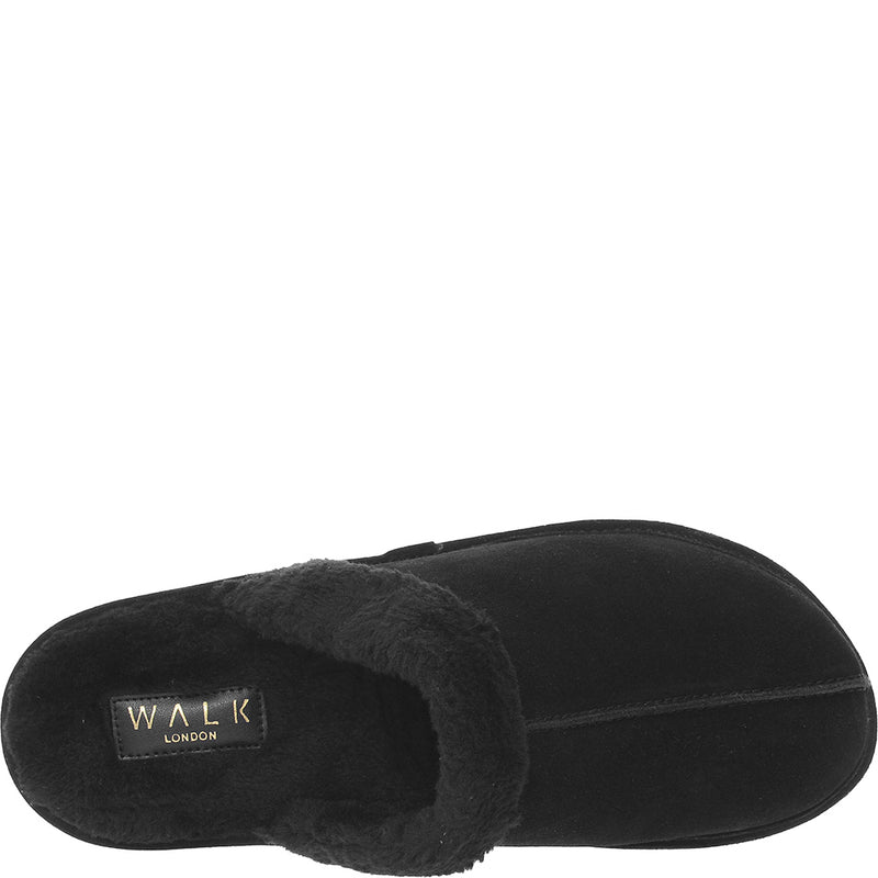 Walk London Men's Black Leyton Sheepskin Slippers