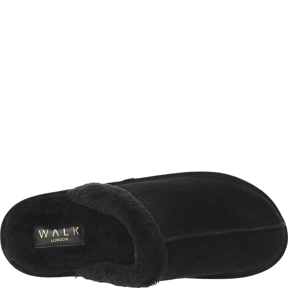 Walk London Mens Leyton Sheepskin Slippers In Black