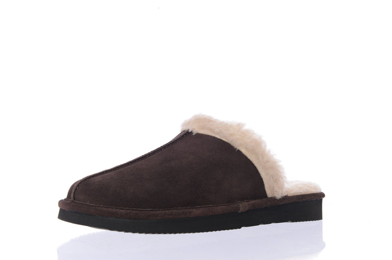 Walk London Mens Brown Sheepskin Slippers