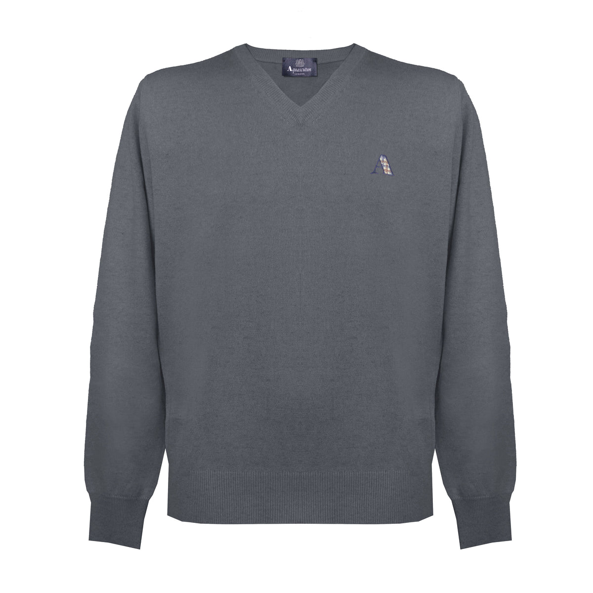 Aquascutum Men's Long Sleeved Knitwear Jumper with Logo in Grey