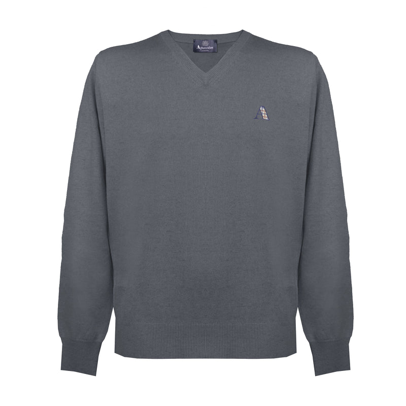 Aquascutum Men's Long Sleeved Knitwear Jumper with Logo in Grey