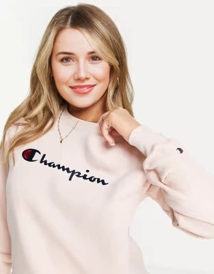 Champion Womens Large Logo Sweatshirt In Pink