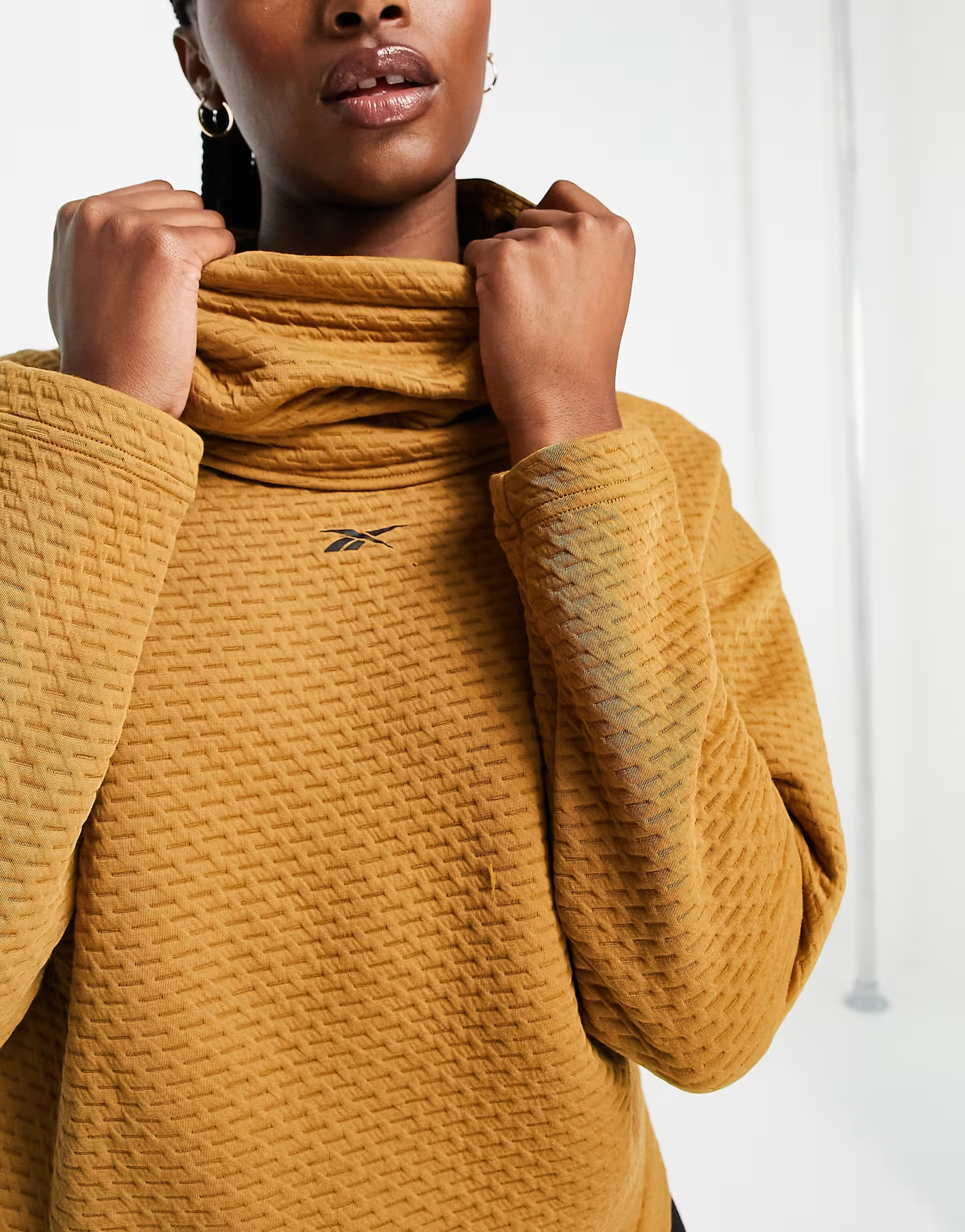 Reebok Womens Sweatshirt With Neck Detail in Tan
