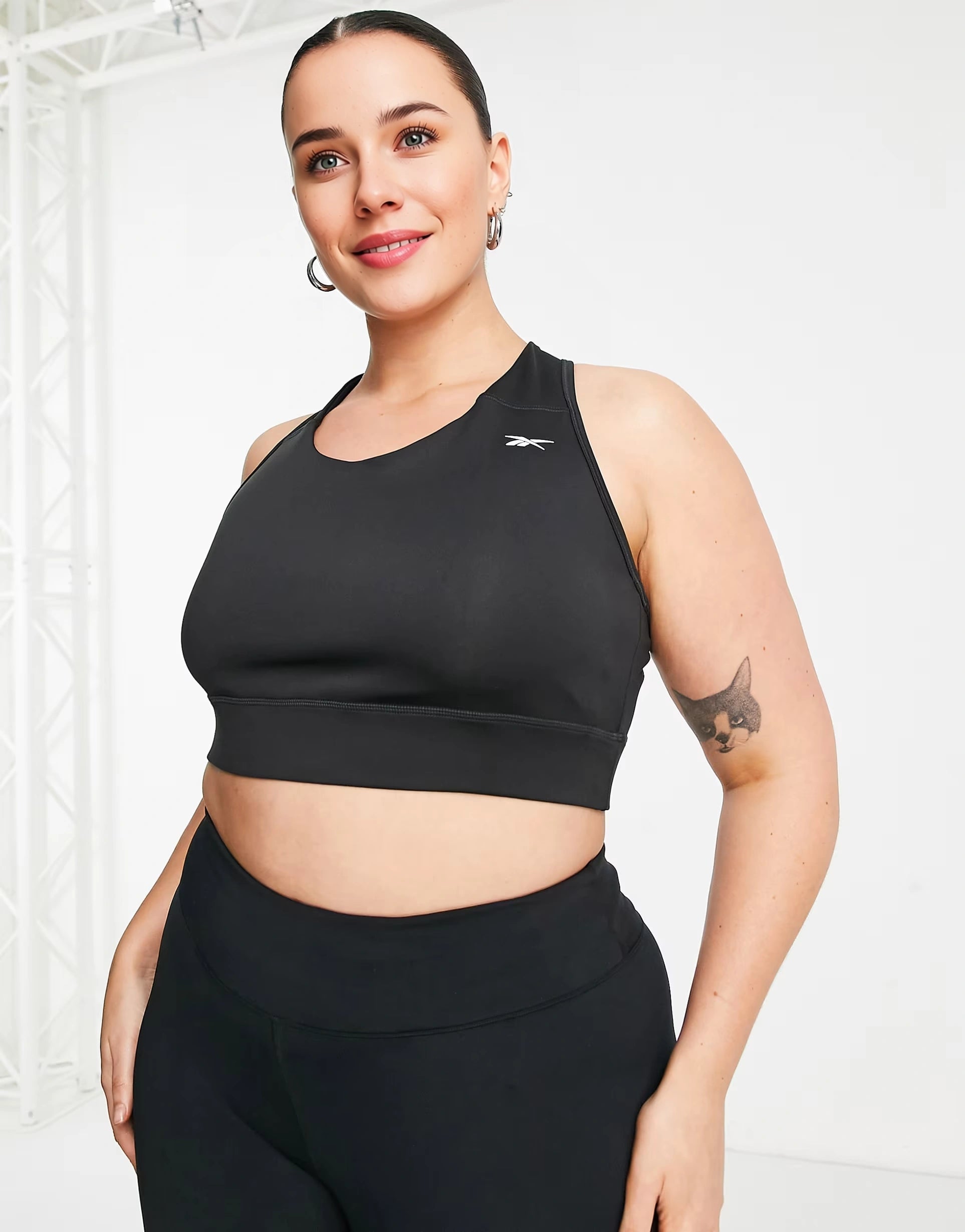 Womens Reebok Running Plus High Support Bra in Black