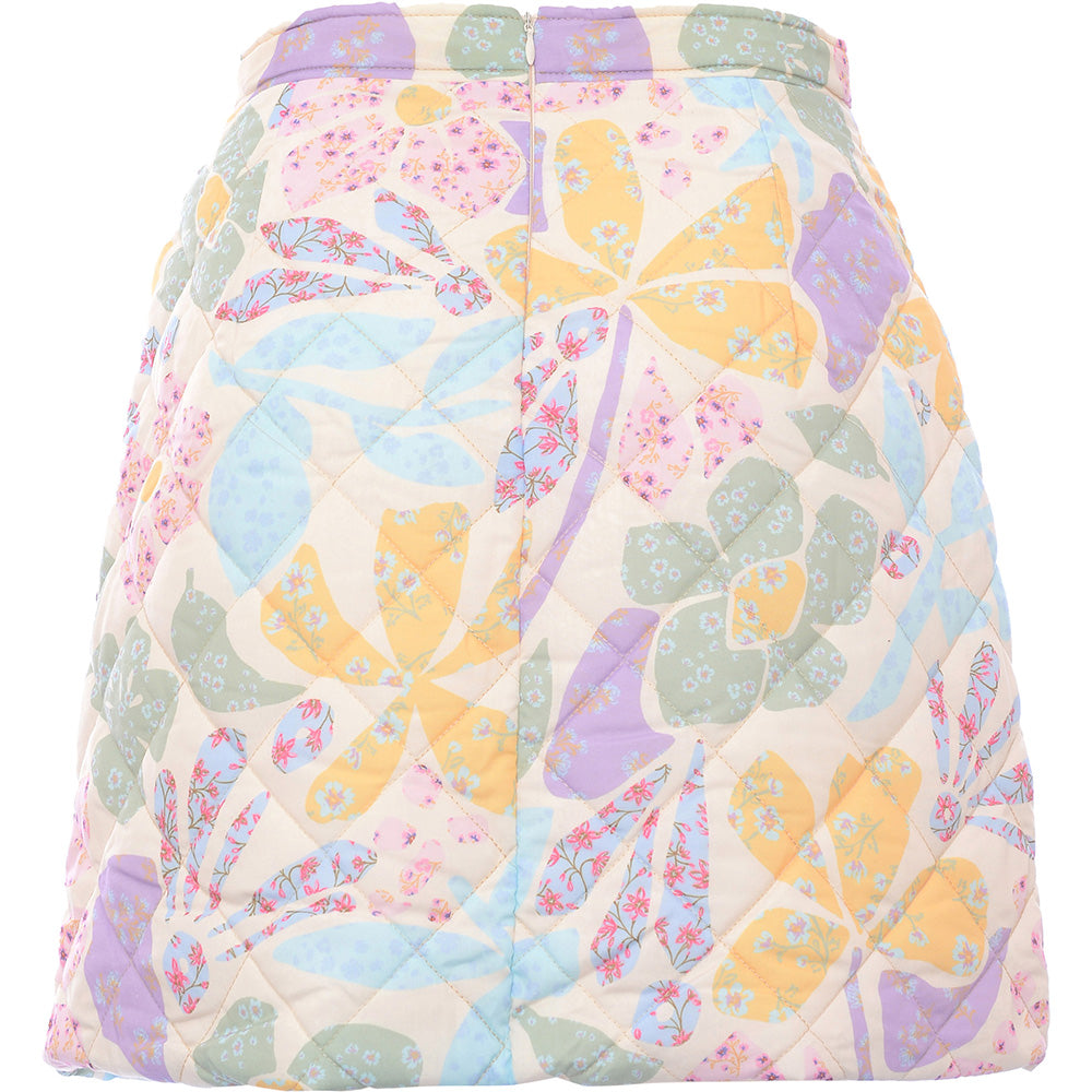 Neon Rose Women's Quilted Floral Co-ord Mini Skirt