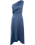 Tfnc Petite Bridesmaid One Shoulder Maxi Dress In Blue