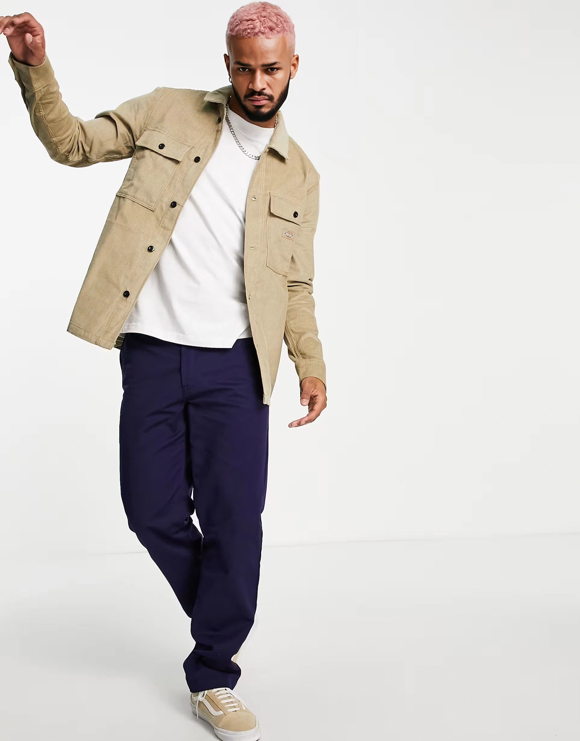 Dickies Mens Higginson Cord Shirt in Khaki in Green