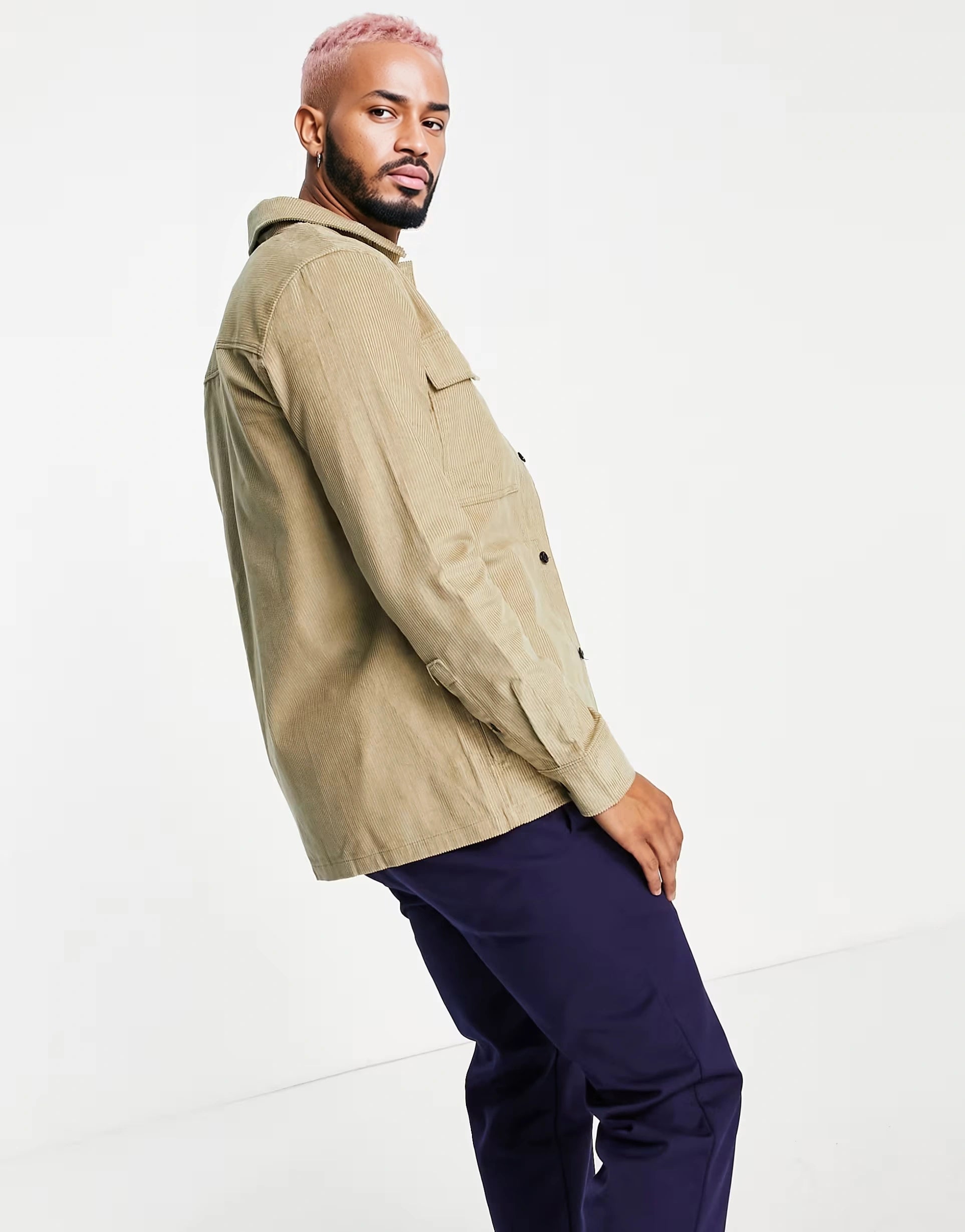 Dickies Mens Higginson Cord Shirt in Khaki in Green