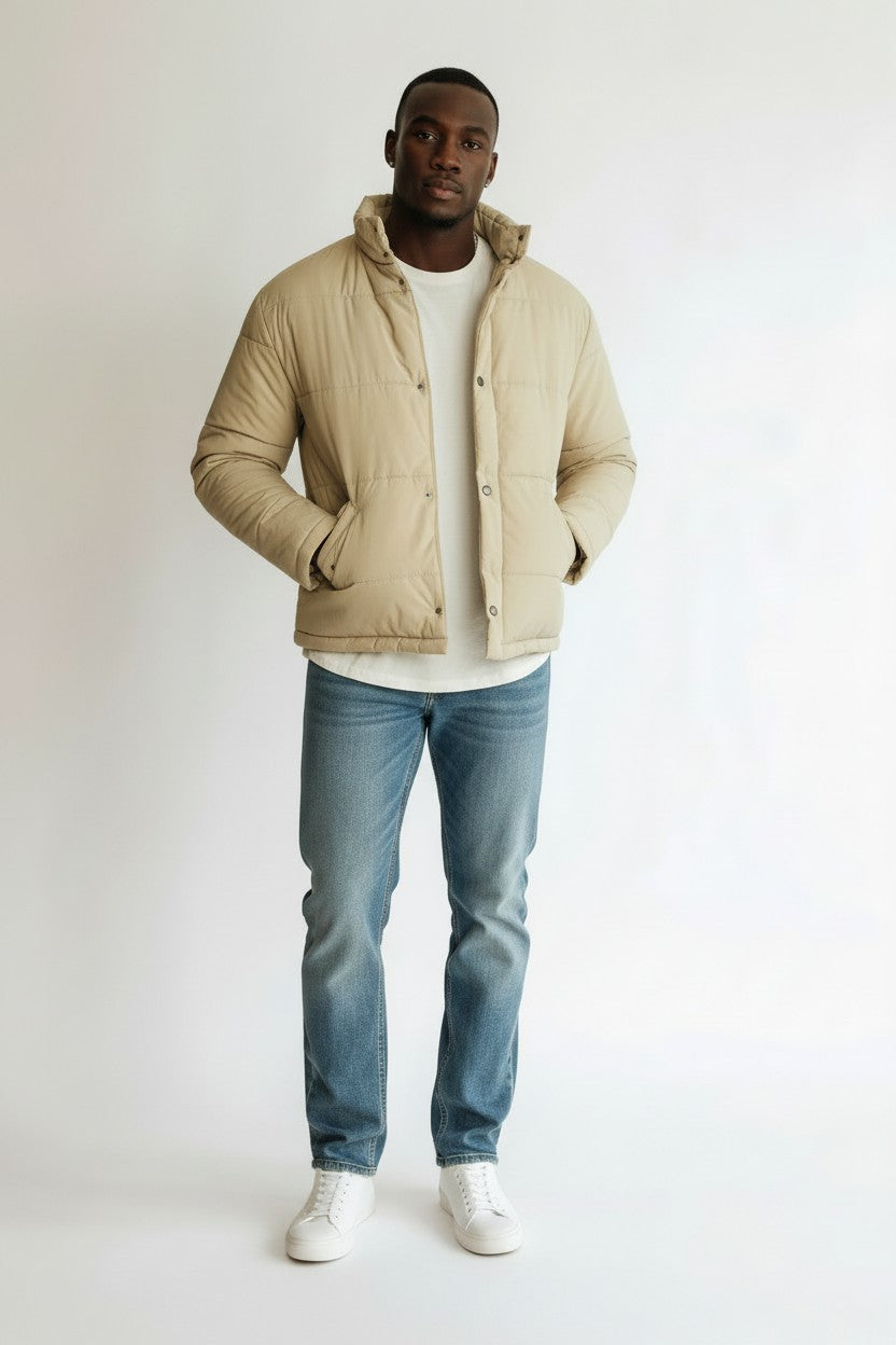 Another Influence Mens Tall Puffer Jacket in Ercu