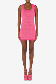Allover Logo Wool Dress in Fuchsia