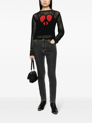 Moschino Peace & Love Perforated Knit Sweater in Black