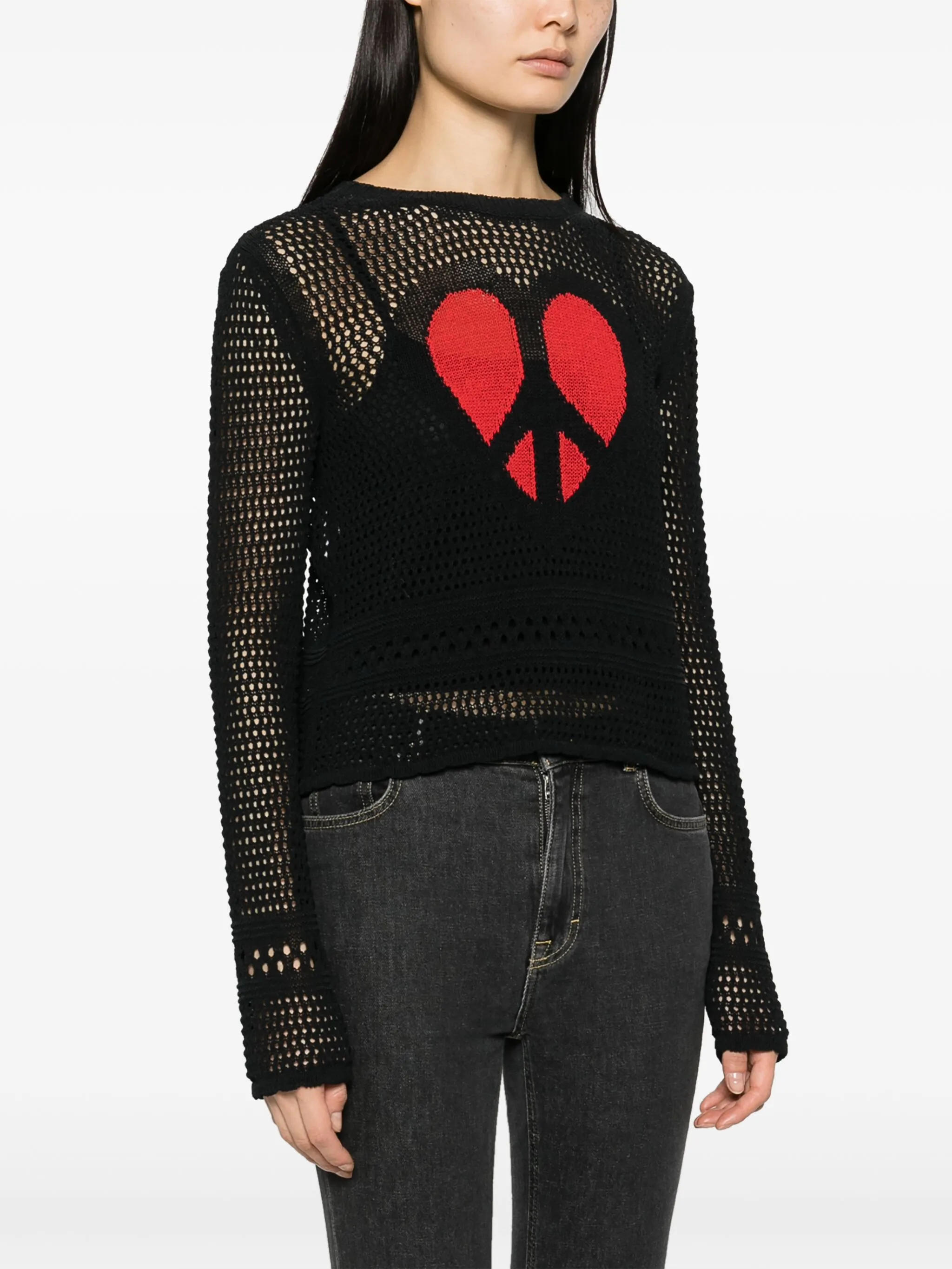 Moschino Peace & Love Perforated Knit Sweater in Black