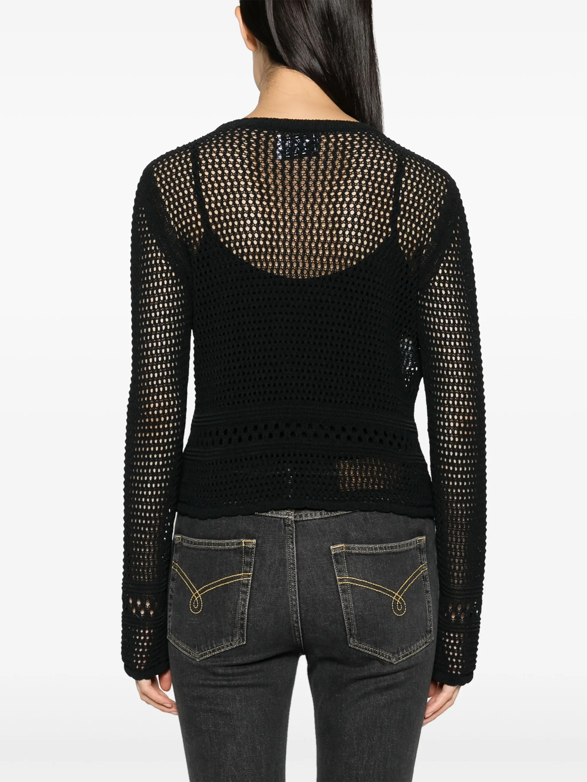 Moschino Peace & Love Perforated Knit Sweater in Black
