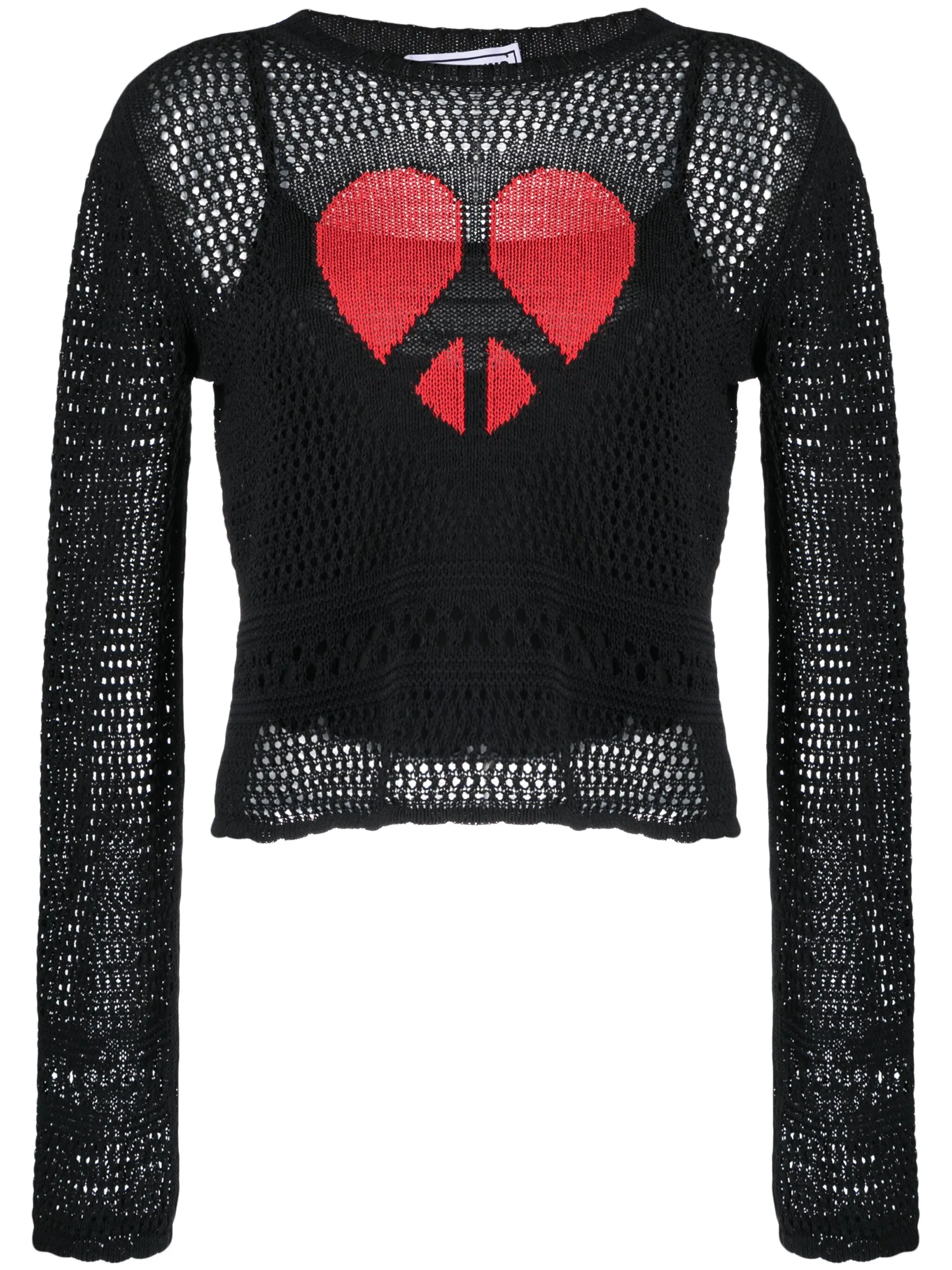 Moschino Peace & Love Perforated Knit Sweater in Black