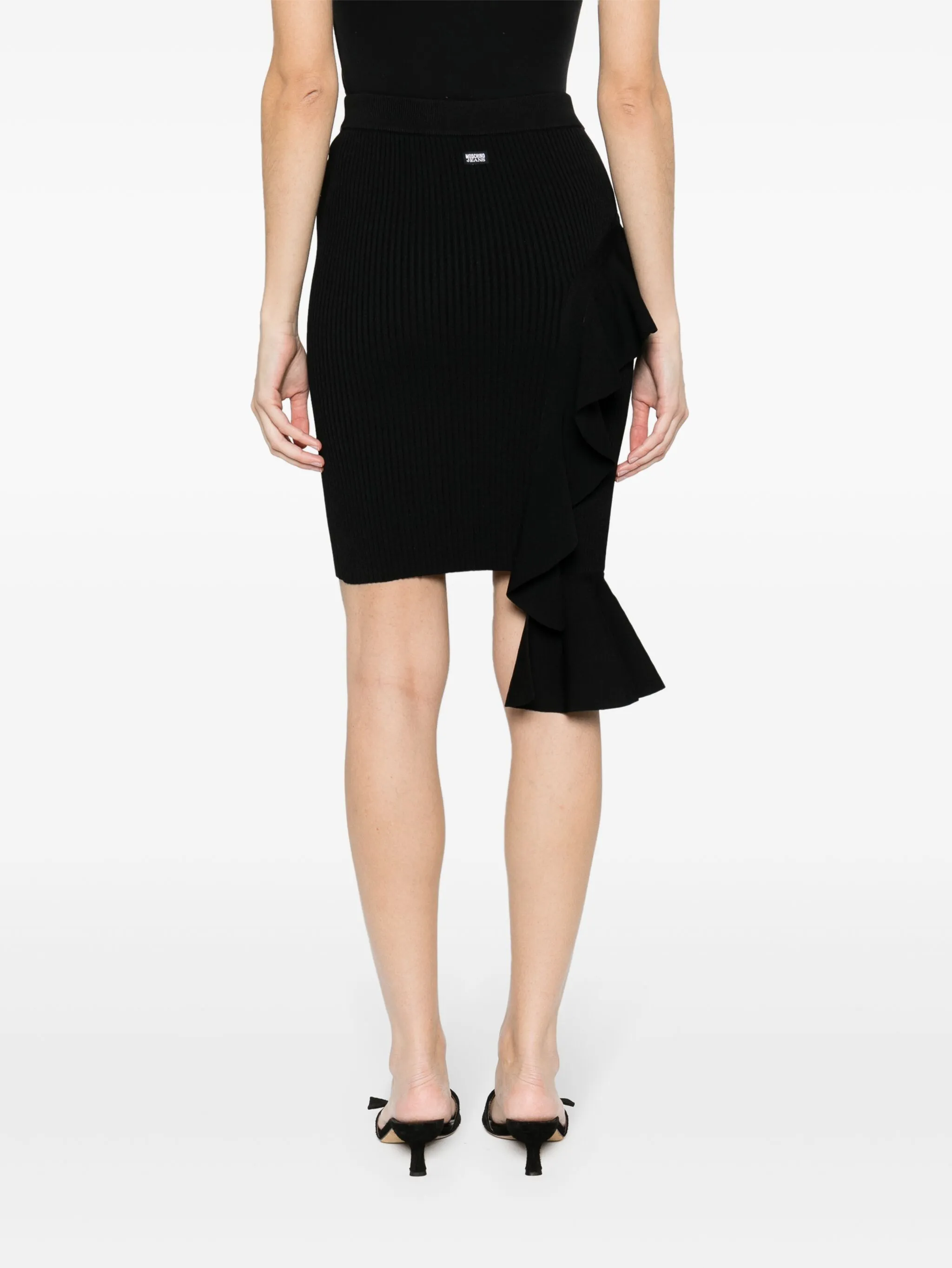 Moschino Stretch Viscose Skirt with Ruffles in Black