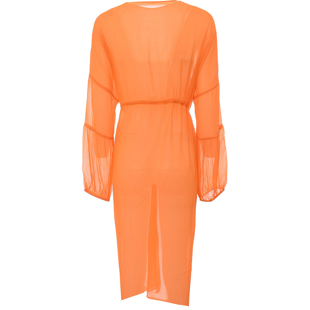 South Beach Womens Orange Chiffon Balloon Sleeve Maxi Kaftan