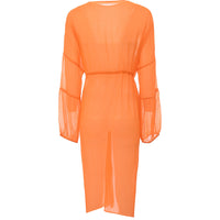 South Beach Womens Orange Chiffon Balloon Sleeve Maxi Kaftan