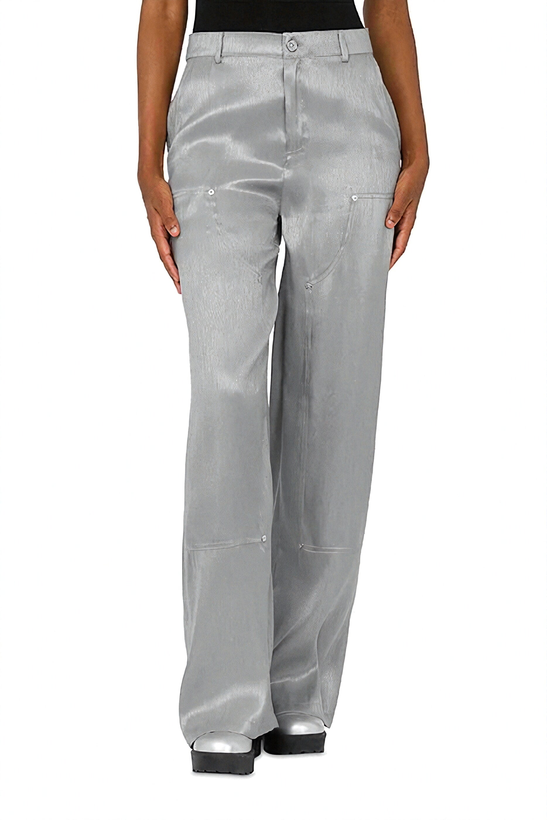 Moschino Palazzo Trousers in Silver