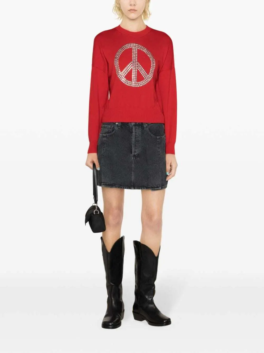Moschino Peace Symbol Cotton Sweater in Red