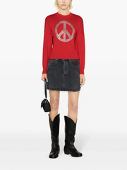 Moschino Peace Symbol Cotton Sweater in Red