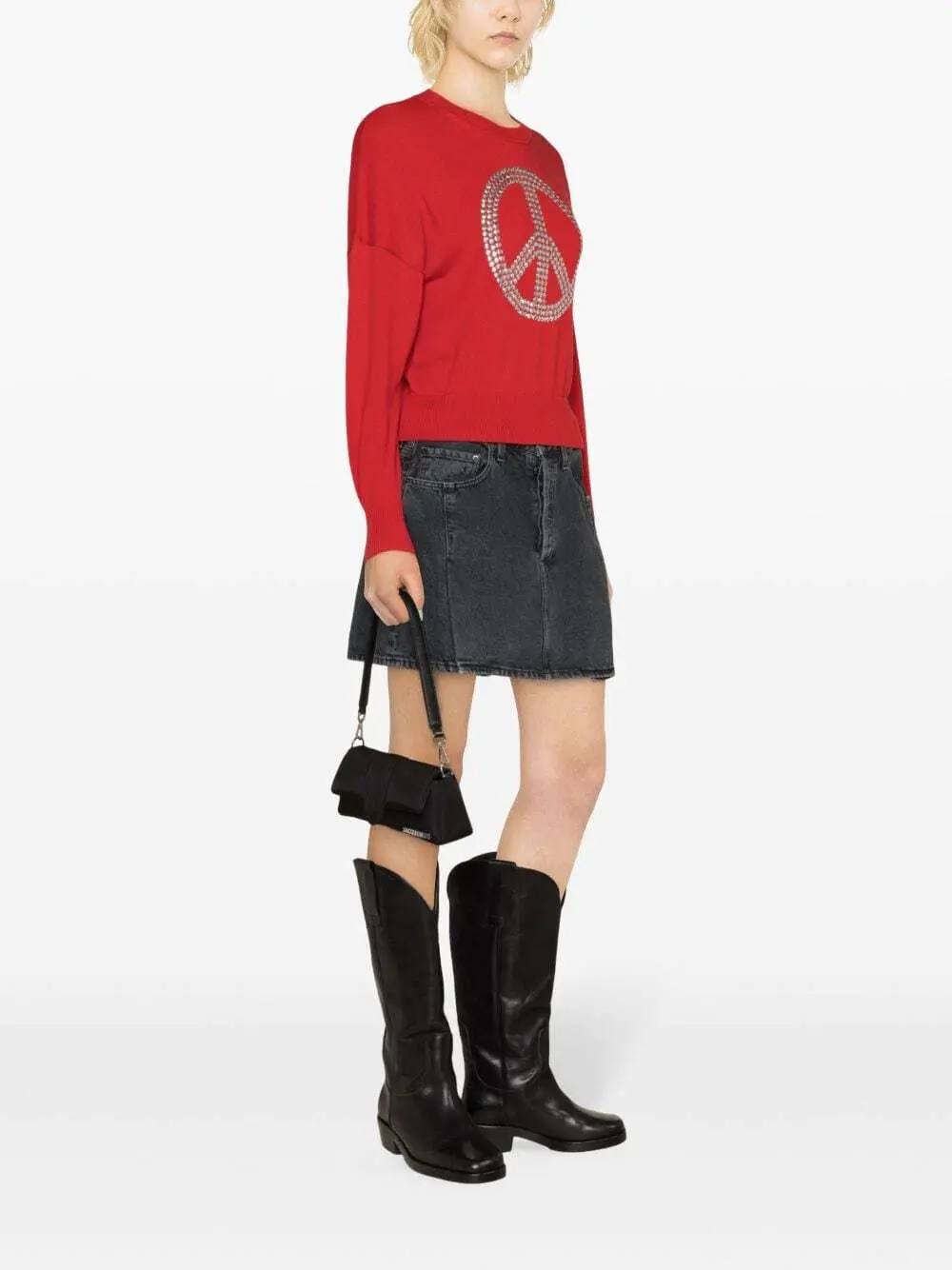 Moschino Peace Symbol Cotton Sweater in Red
