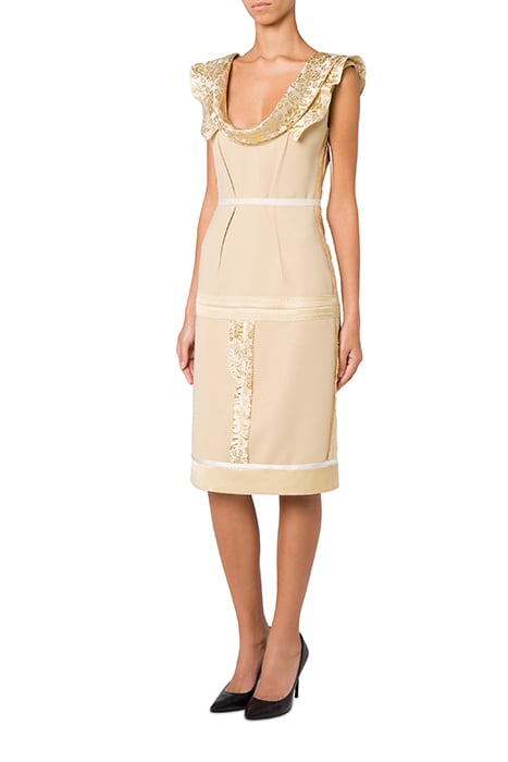 Inside Out Crepe Dress in Beige