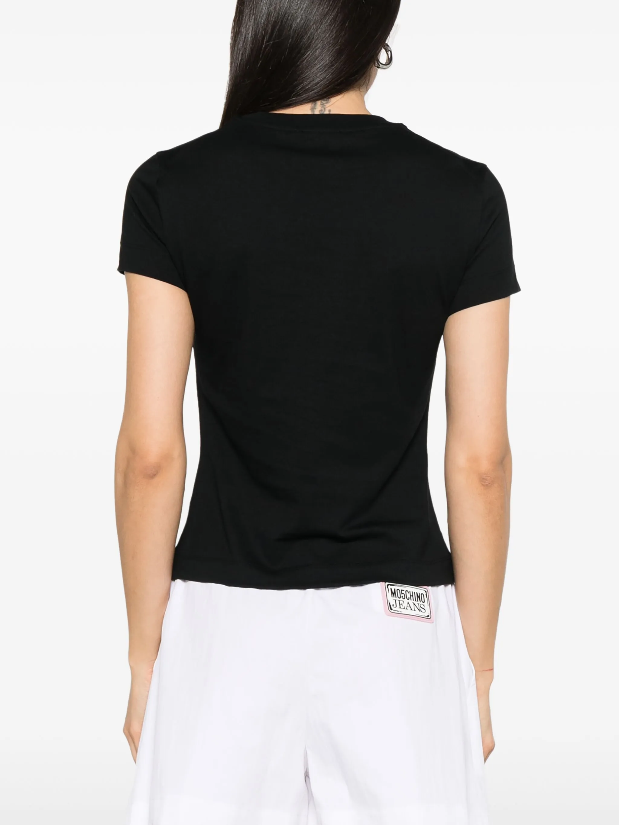 Moschino Logo Print Jersey T-Shirt in Black